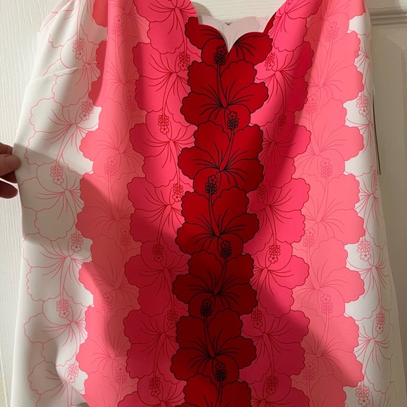 Ted Baker Happiness Scollop Neck Cami. Neon Pink with Red Floral - Picture 4 of 9